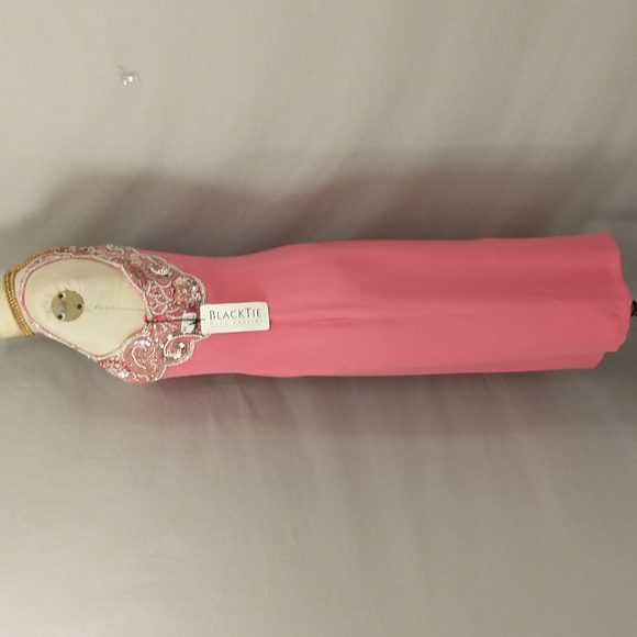 Pink Silk Designer Dress Beaded Bodice Evening Wear NWT Filenes Oleg Cassini - Picture 3 of 12